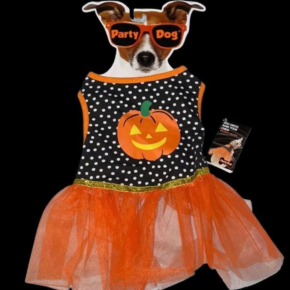 Black & Orange Dot Jack-o'-Lantern Dog Tutu Dress